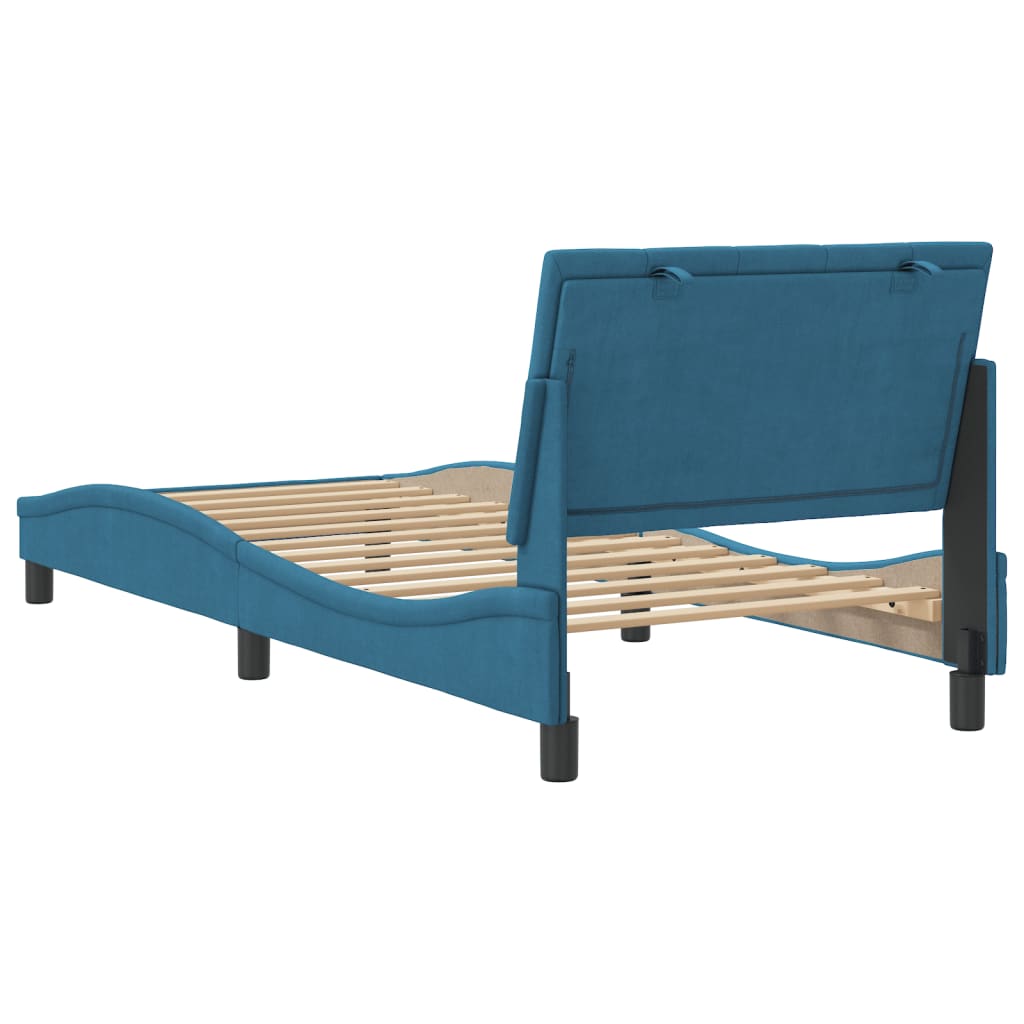 vidaXL Estructura cama con cabecero terciopelo azul 90x190 cm