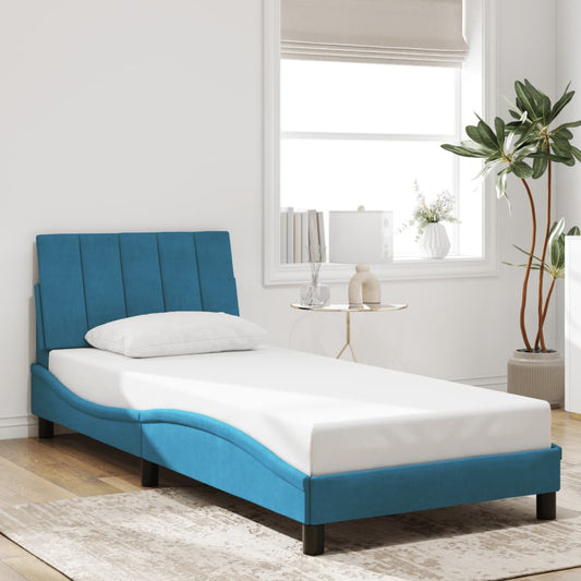 vidaXL Estructura cama con cabecero terciopelo azul 90x190 cm