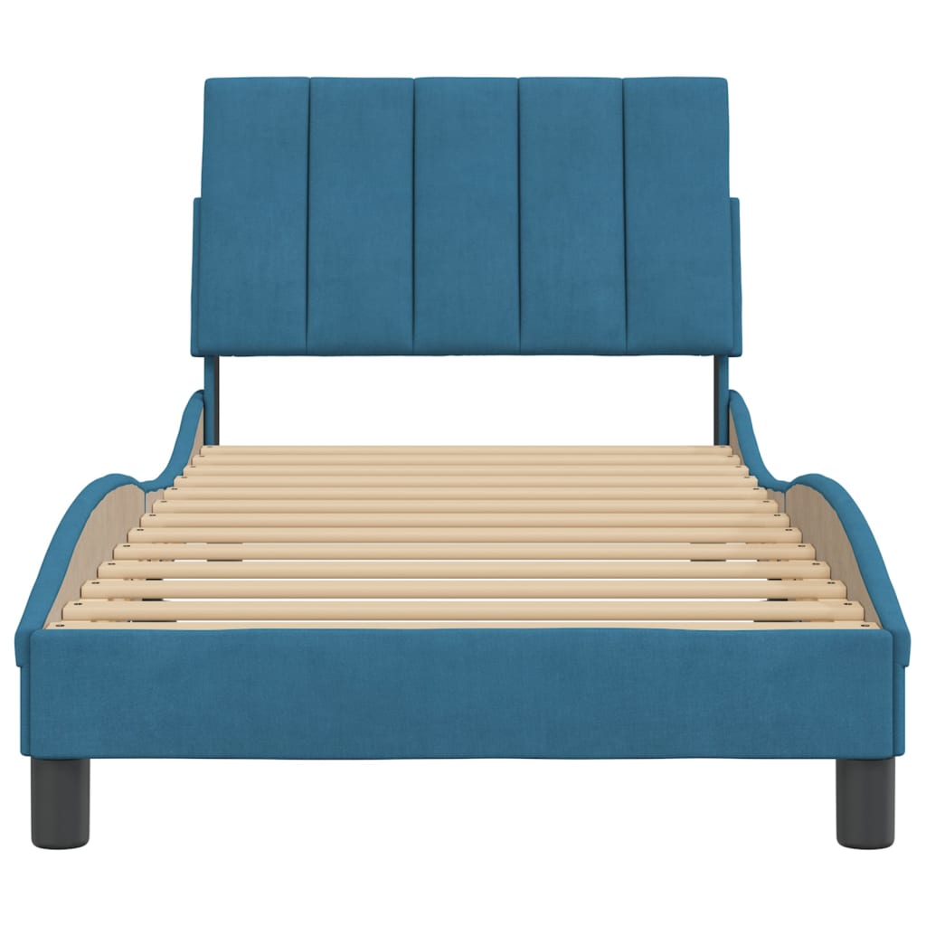 vidaXL Estructura de cama con cabecero terciopelo azul 90x200 cm