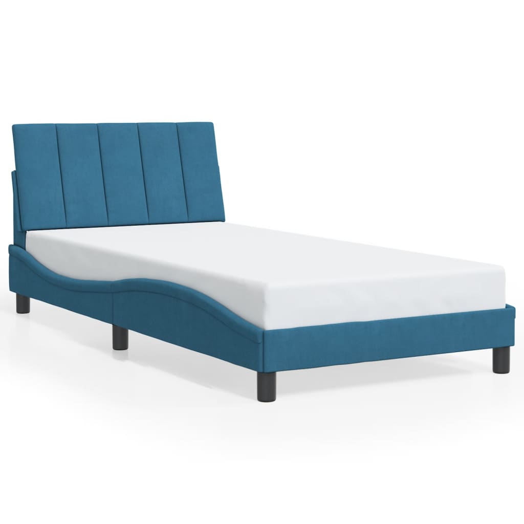 vidaXL Estructura de cama con cabecero terciopelo azul 100x200 cm