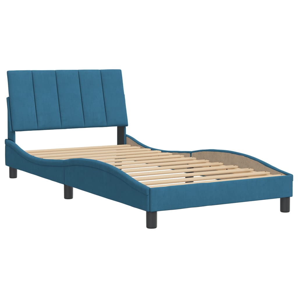 vidaXL Estructura de cama con cabecero terciopelo azul 100x200 cm