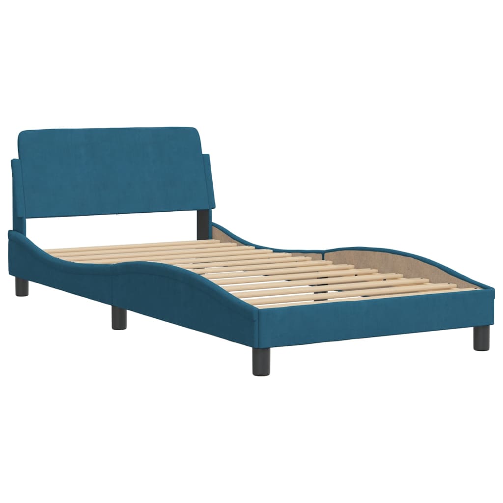 vidaXL Estructura de cama con cabecero terciopelo azul 100x200 cm