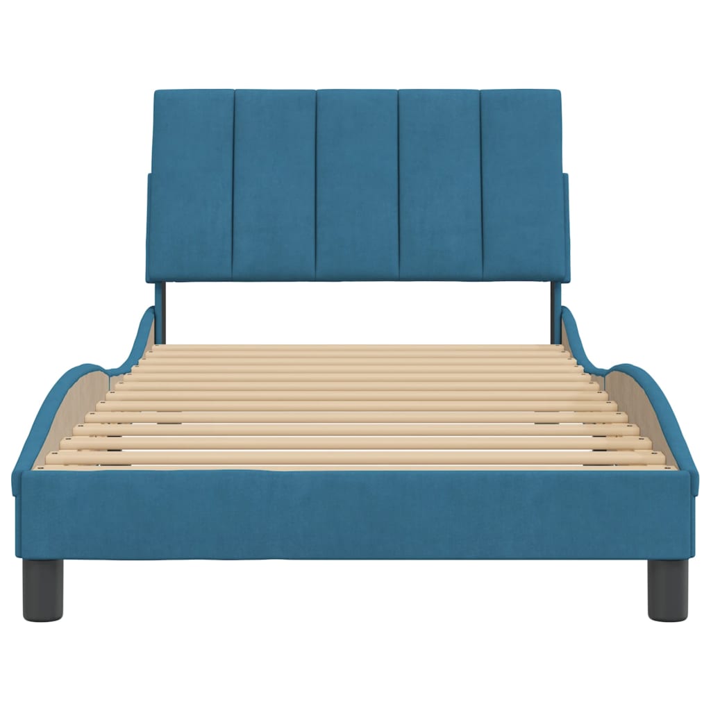 vidaXL Estructura de cama con cabecero terciopelo azul 100x200 cm