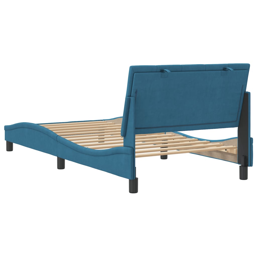 vidaXL Estructura de cama con cabecero terciopelo azul 100x200 cm