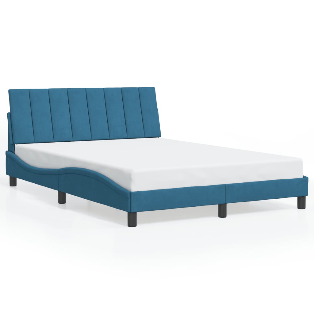 vidaXL Estructura de cama con cabecero terciopelo azul 120x200 cm