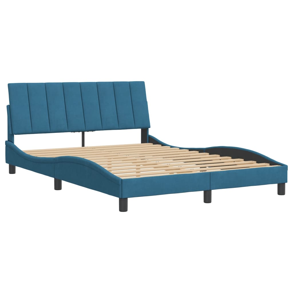 vidaXL Estructura de cama con cabecero terciopelo azul 120x200 cm