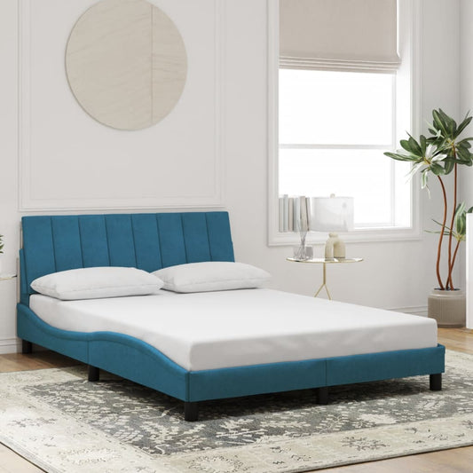 vidaXL Estructura de cama con cabecero terciopelo azul 120x200 cm