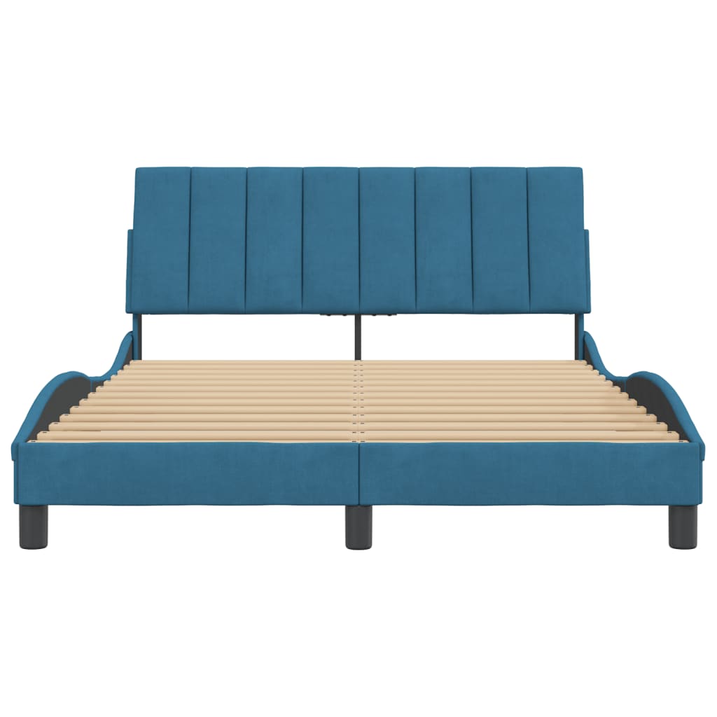 vidaXL Estructura de cama con cabecero terciopelo azul 140x190 cm