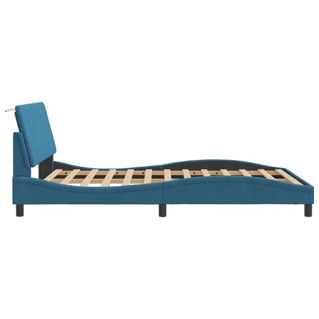 vidaXL Estructura de cama con cabecero terciopelo azul 140x190 cm