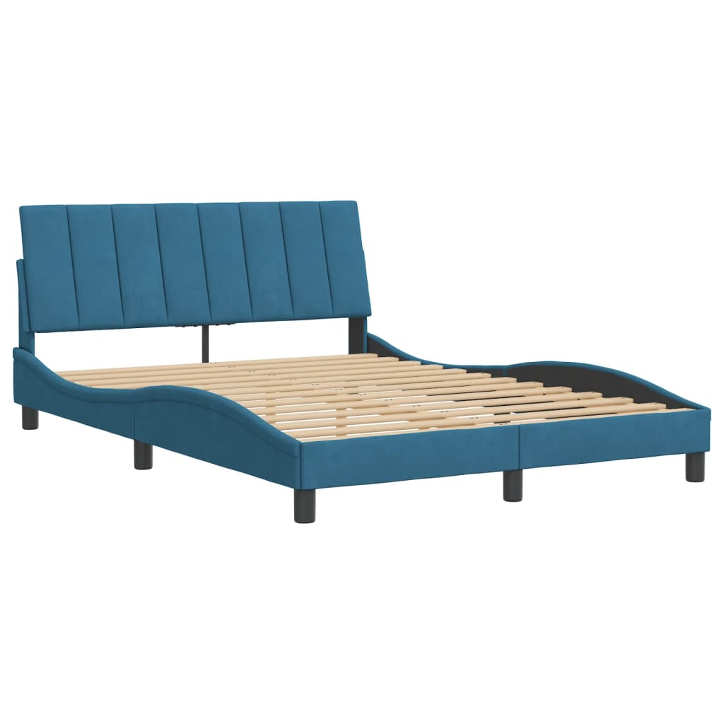 vidaXL Estructura de cama con cabecero terciopelo azul 140x200 cm