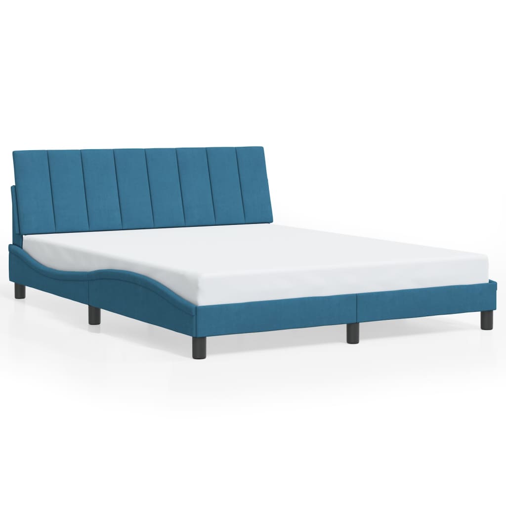 vidaXL Estructura de cama con cabecero terciopelo azul 160x200 cm