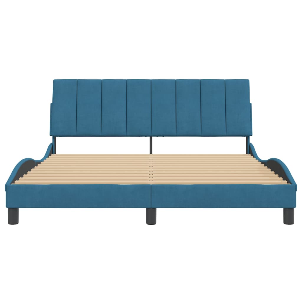 vidaXL Estructura de cama con cabecero terciopelo azul 160x200 cm