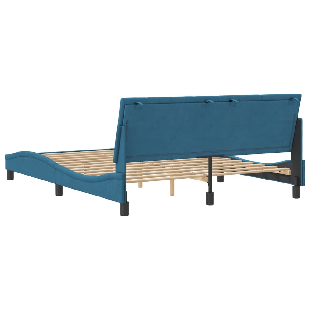 vidaXL Estructura de cama con cabecero terciopelo azul 160x200 cm