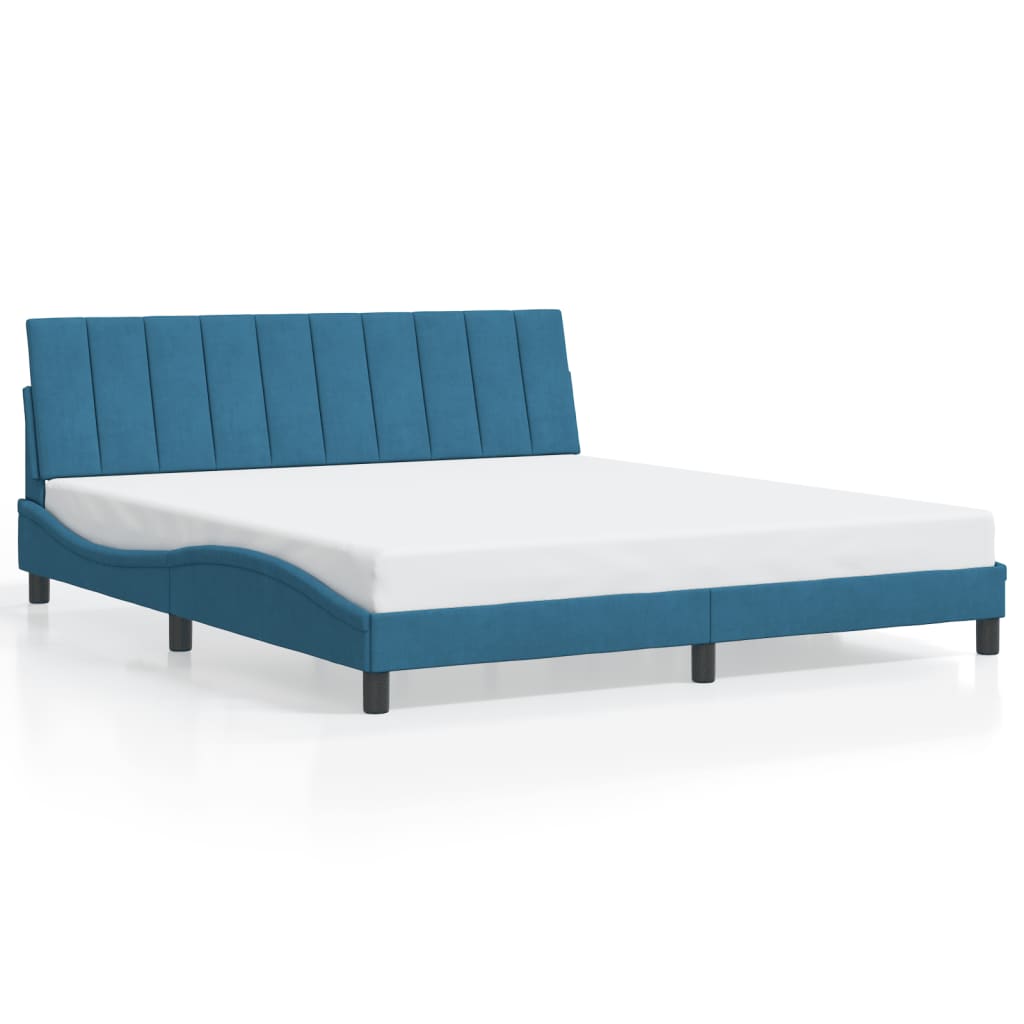 vidaXL Estructura de cama con cabecero terciopelo azul 180x200 cm