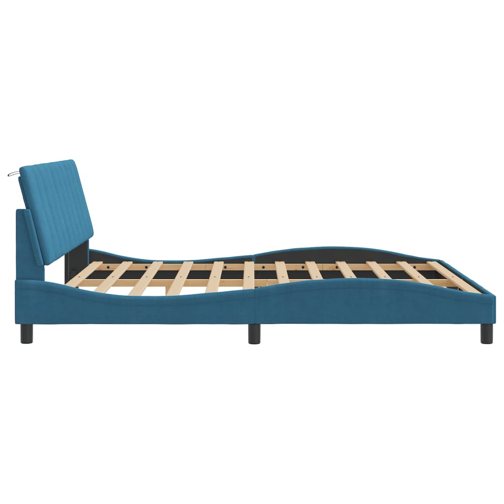 vidaXL Estructura de cama con cabecero terciopelo azul 180x200 cm