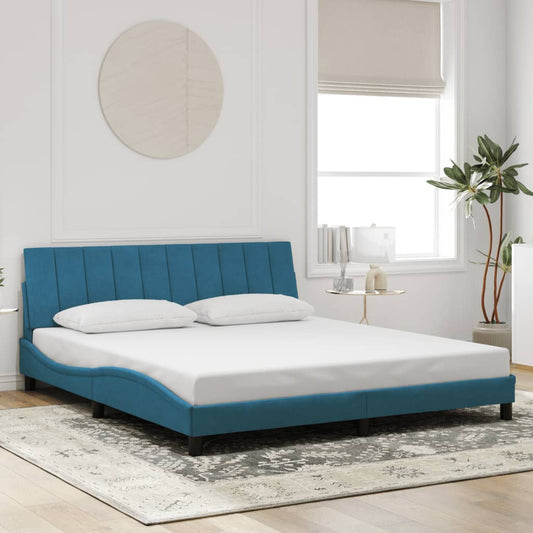 vidaXL Estructura de cama con cabecero terciopelo azul 180x200 cm