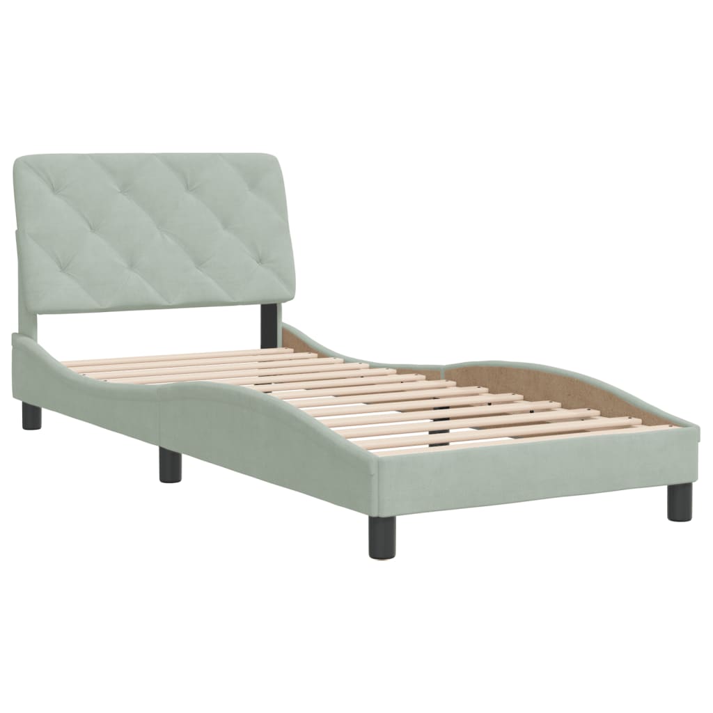 vidaXL Estructura de cama sin colchón terciopelo gris claro 80x200 cm