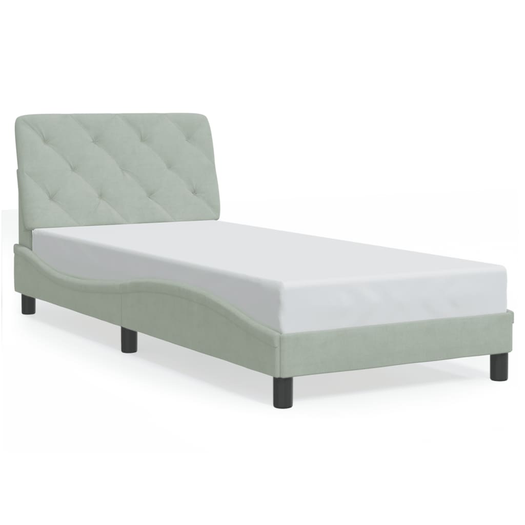 vidaXL Estructura de cama sin colchón terciopelo gris claro 80x200 cm