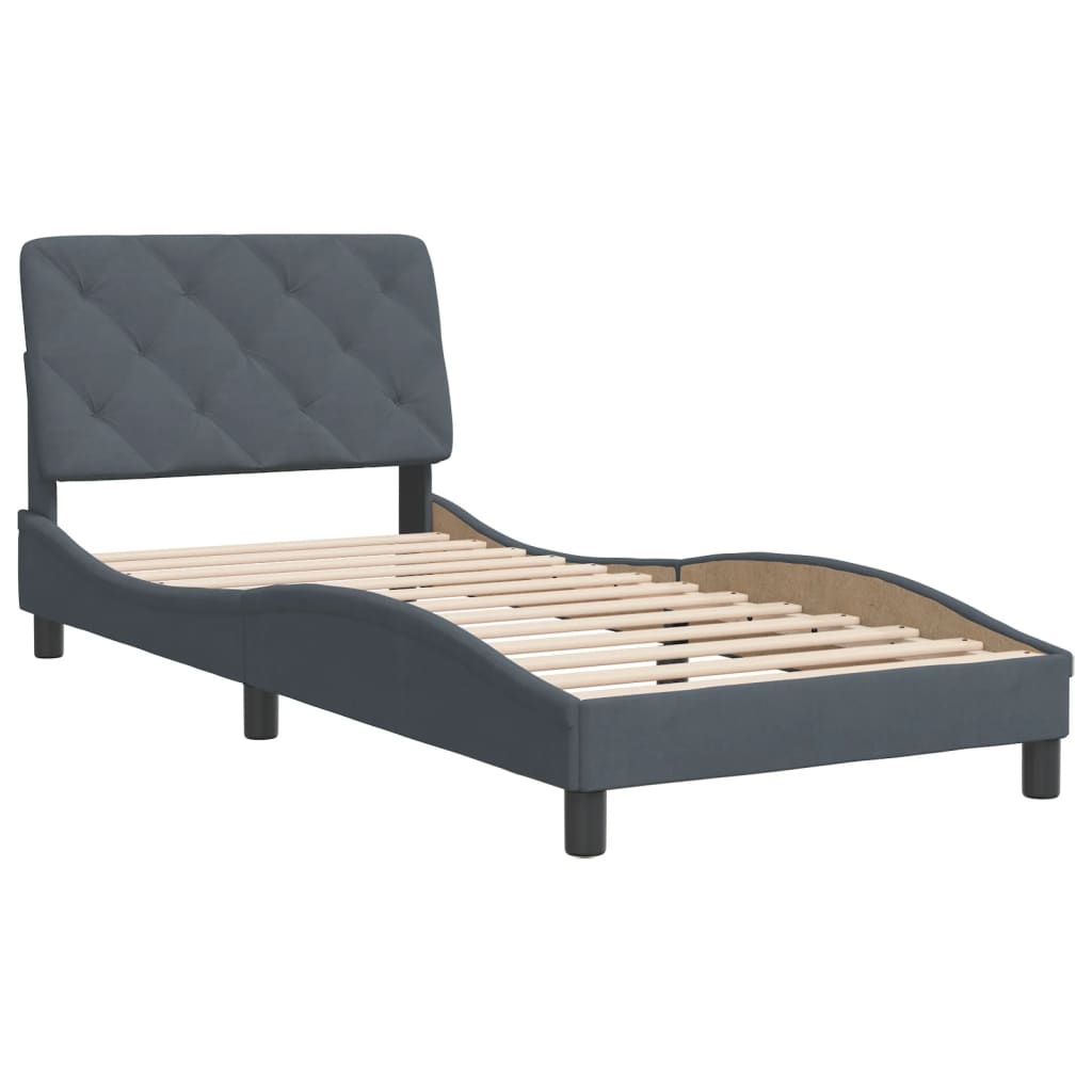 vidaXL Estructura de cama sin colchón terciopelo gris oscuro 80x200 cm