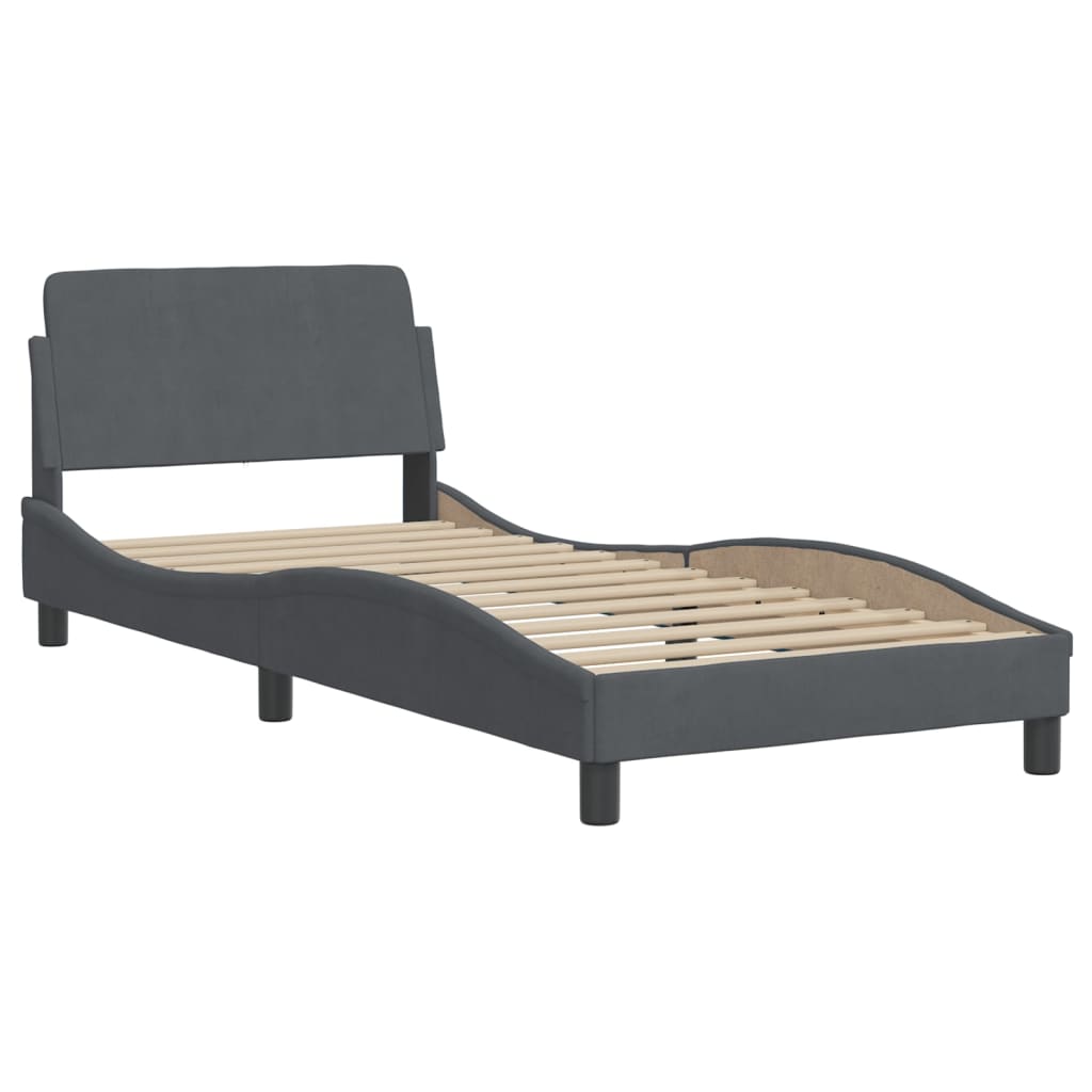 vidaXL Estructura de cama sin colchón terciopelo gris oscuro 80x200 cm