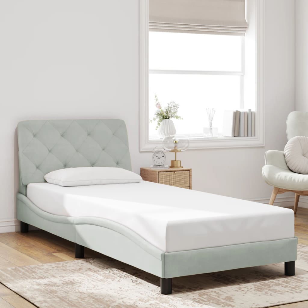 vidaXL Estructura de cama sin colchón terciopelo gris claro 90x190 cm