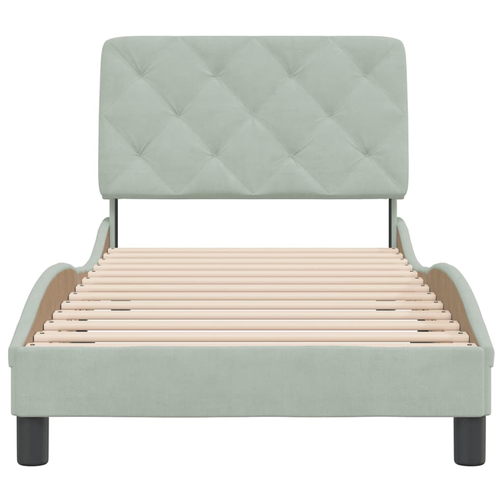 vidaXL Estructura de cama sin colchón terciopelo gris claro 90x190 cm