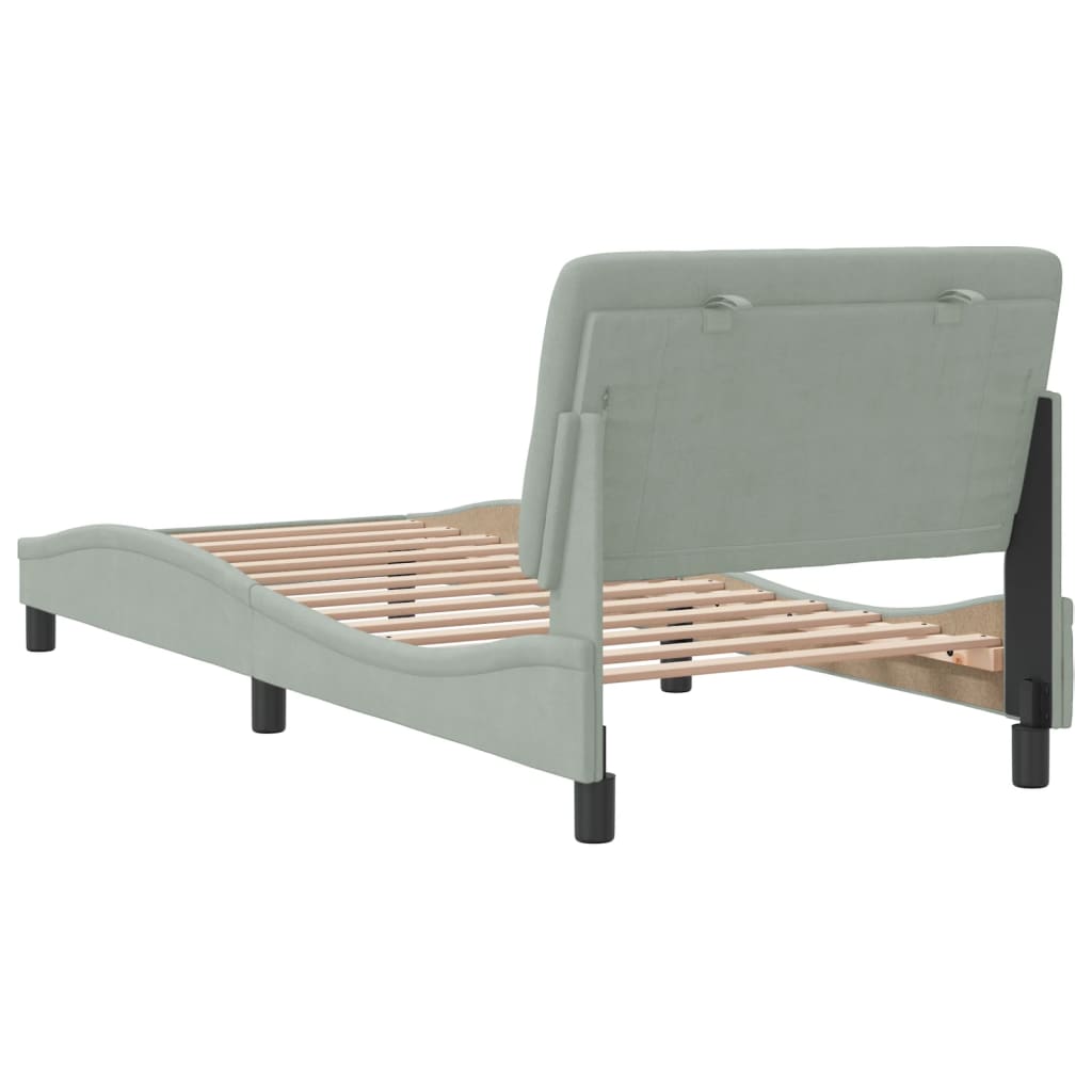 vidaXL Estructura de cama sin colchón terciopelo gris claro 90x190 cm