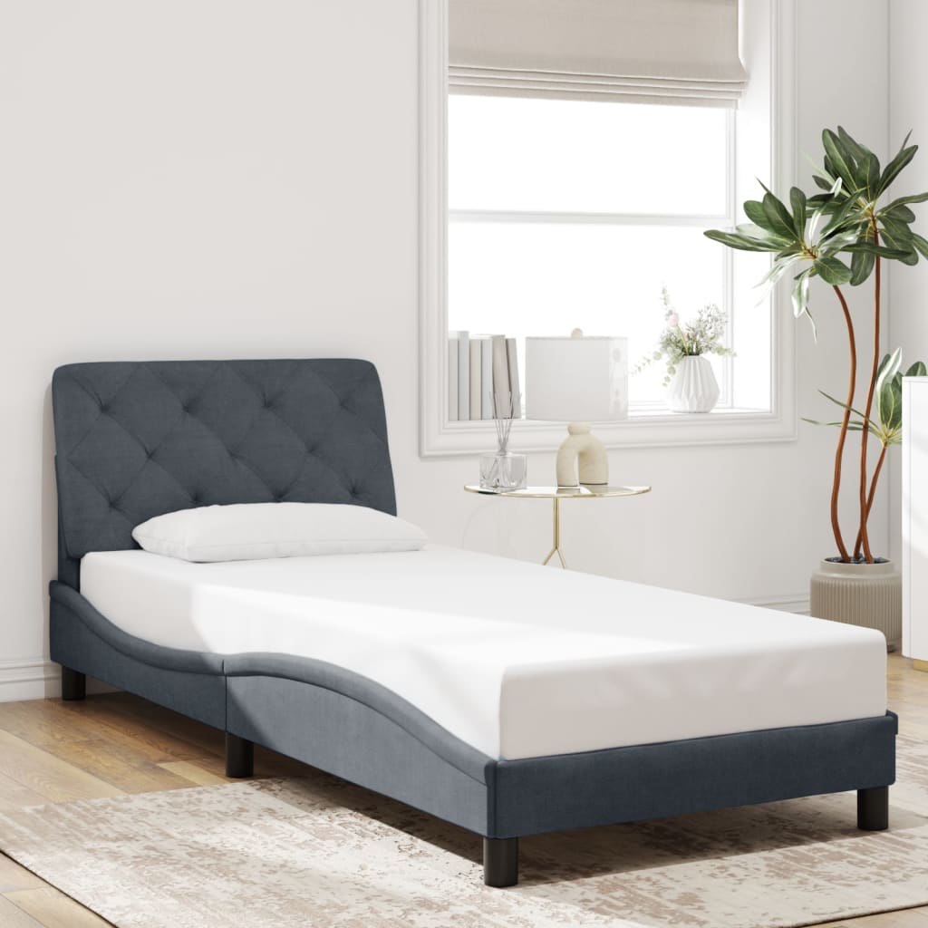 vidaXL Estructura de cama sin colchón terciopelo gris oscuro 90x190 cm