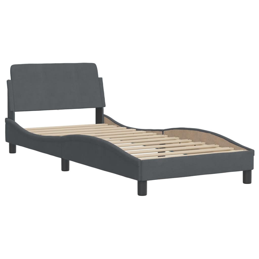 vidaXL Estructura de cama sin colchón terciopelo gris oscuro 90x190 cm