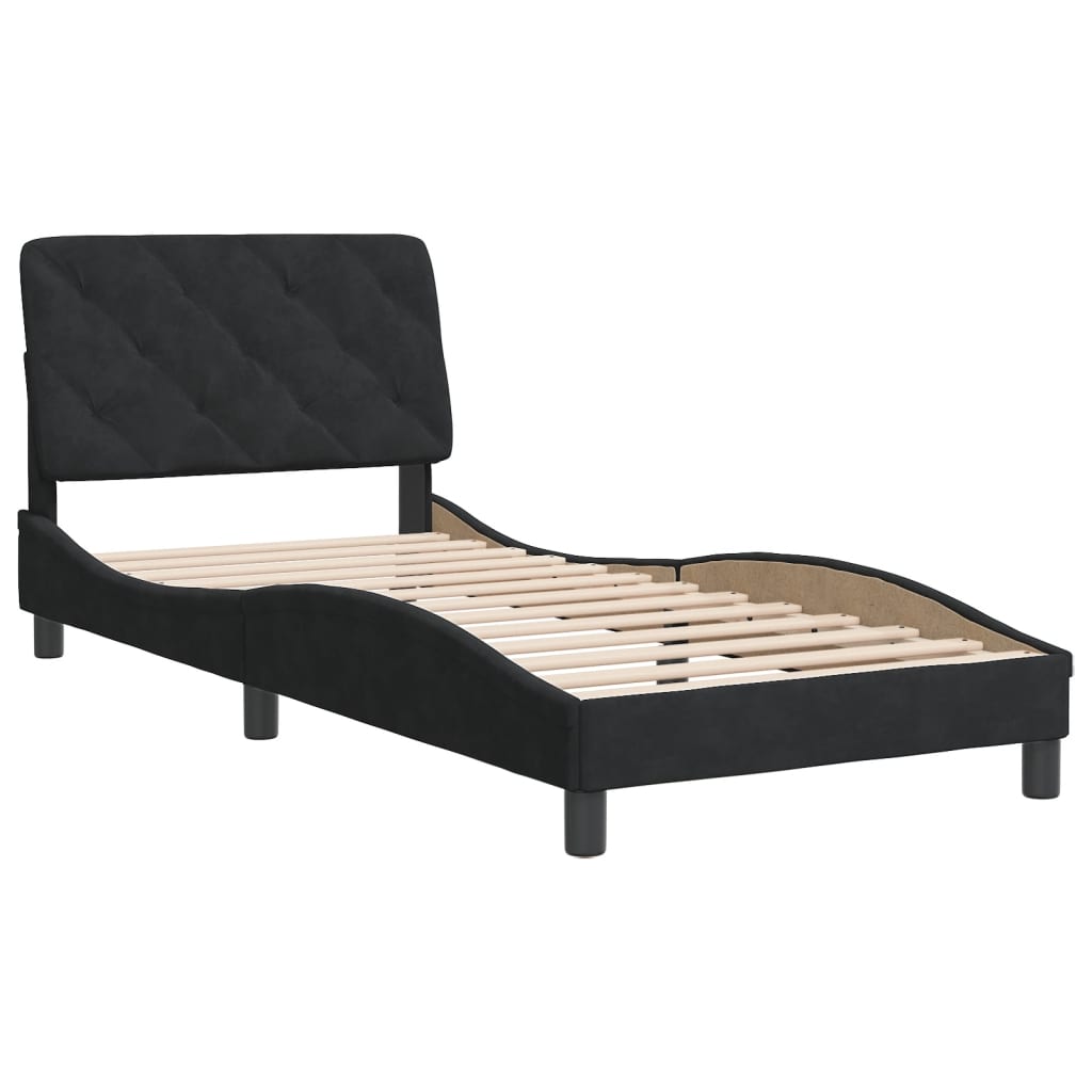 vidaXL Estructura de cama sin colchón terciopelo negro 90x190 cm