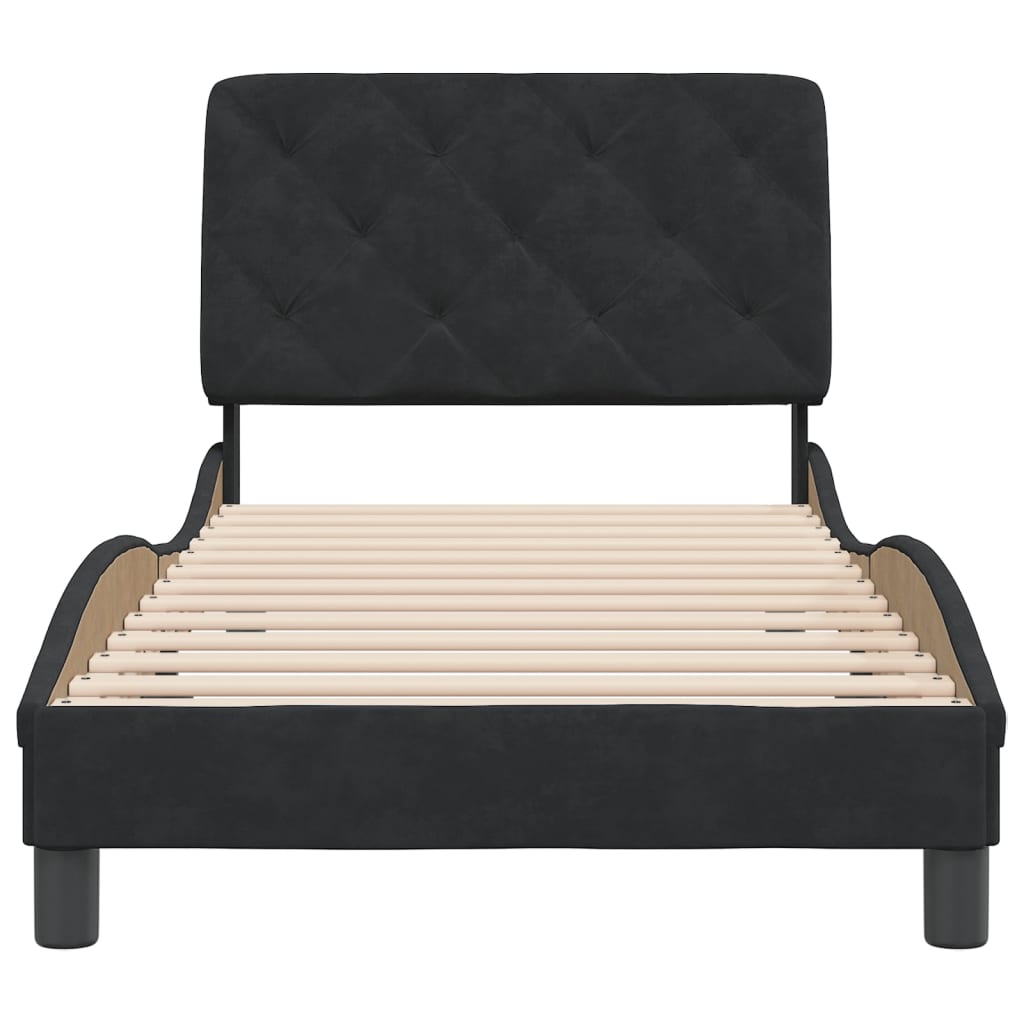 vidaXL Estructura de cama sin colchón terciopelo negro 90x190 cm