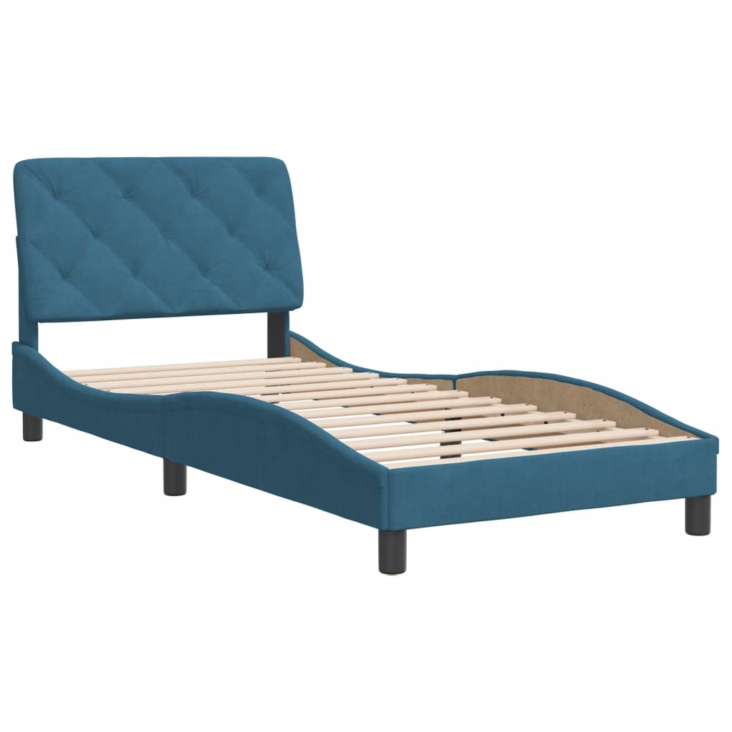 vidaXL Estructura cama con cabecero terciopelo azul 90x190 cm