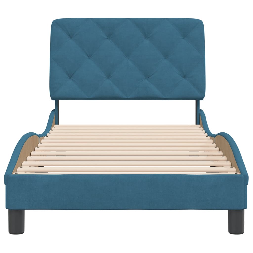 vidaXL Estructura cama con cabecero terciopelo azul 90x190 cm