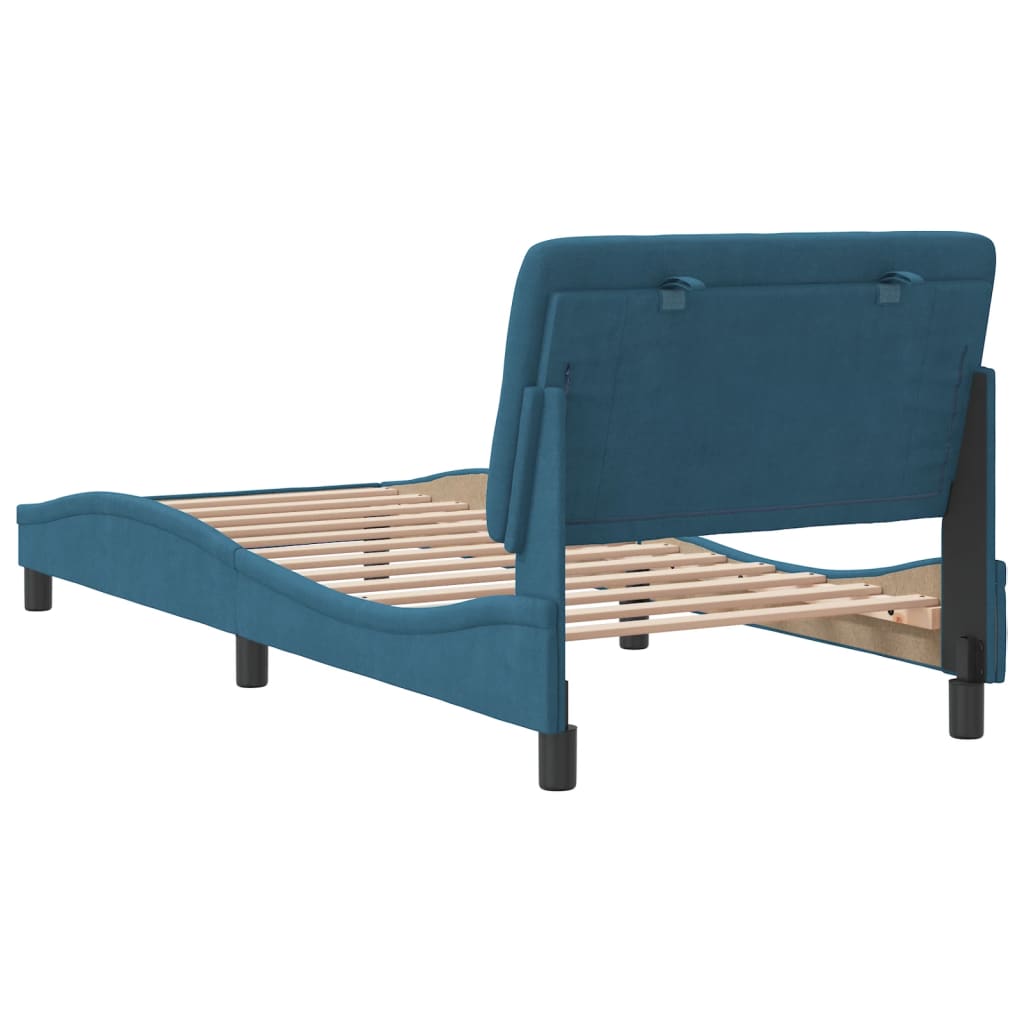 vidaXL Estructura cama con cabecero terciopelo azul 90x190 cm