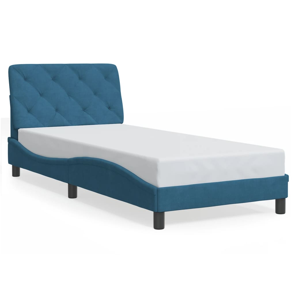 vidaXL Estructura cama con cabecero terciopelo azul 90x190 cm