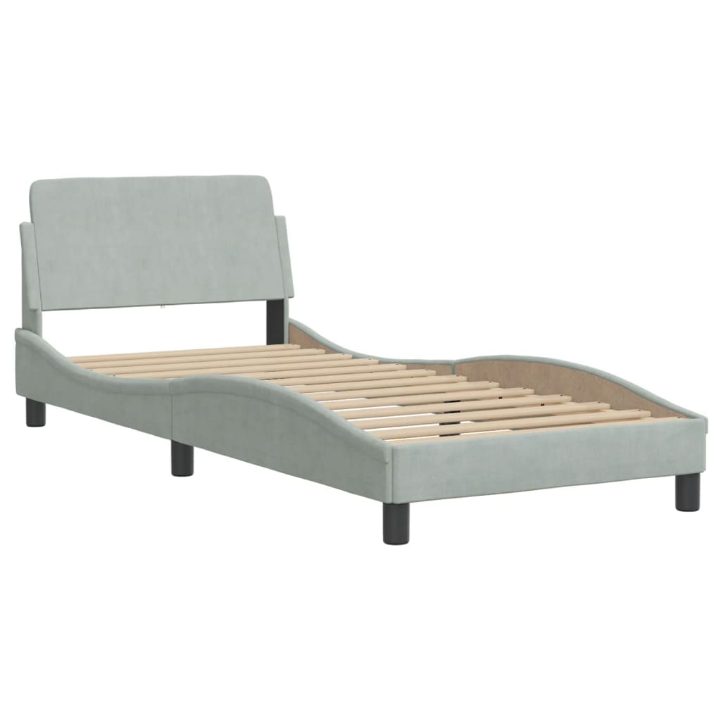 vidaXL Estructura de cama sin colchón terciopelo gris claro 90x200 cm