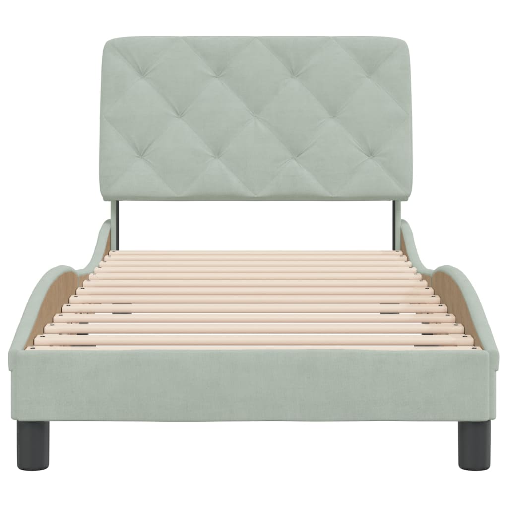 vidaXL Estructura de cama sin colchón terciopelo gris claro 90x200 cm