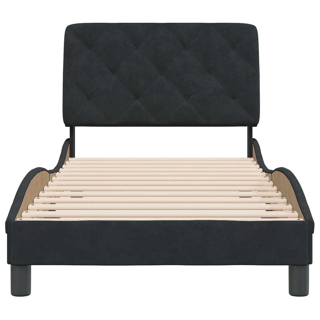 vidaXL Estructura de cama sin colchón terciopelo negro 90x200 cm