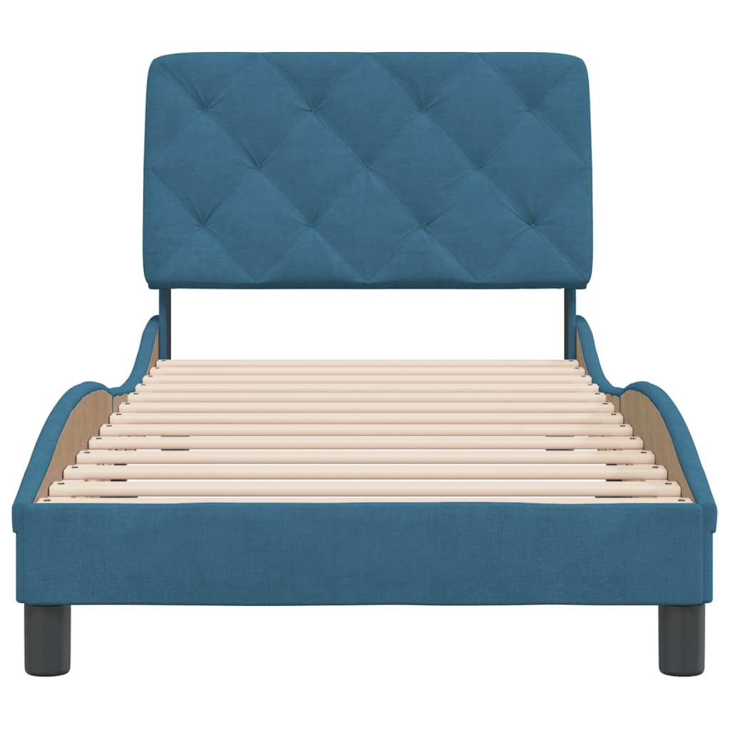 vidaXL Estructura de cama con cabecero terciopelo azul 90x200 cm