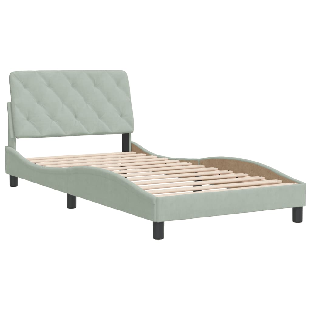 vidaXL Estructura de cama sin colchón terciopelo gris claro 100x200 cm