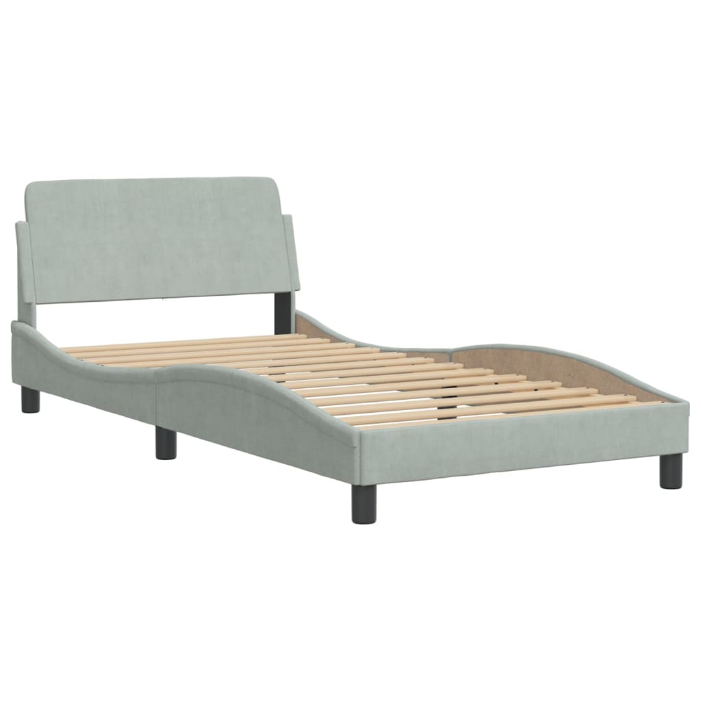 vidaXL Estructura de cama sin colchón terciopelo gris claro 100x200 cm