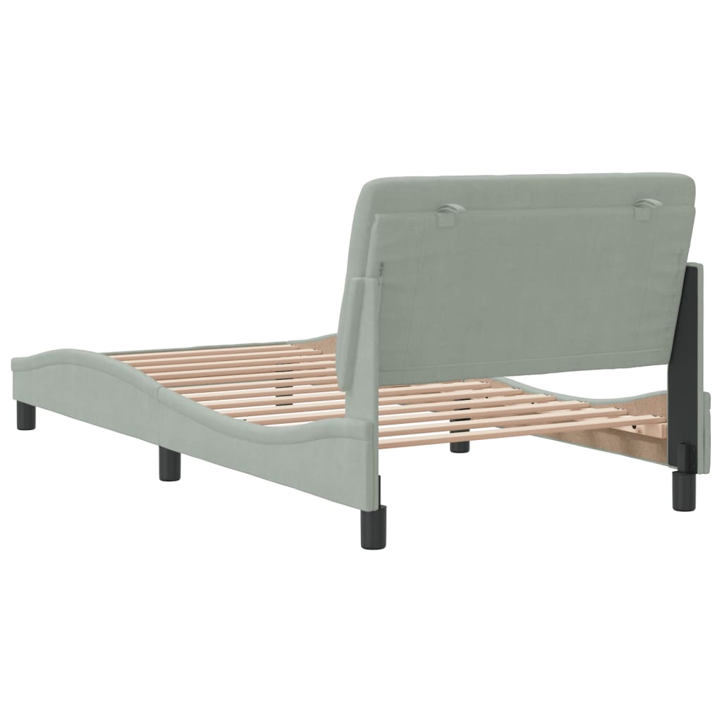 vidaXL Estructura de cama sin colchón terciopelo gris claro 100x200 cm