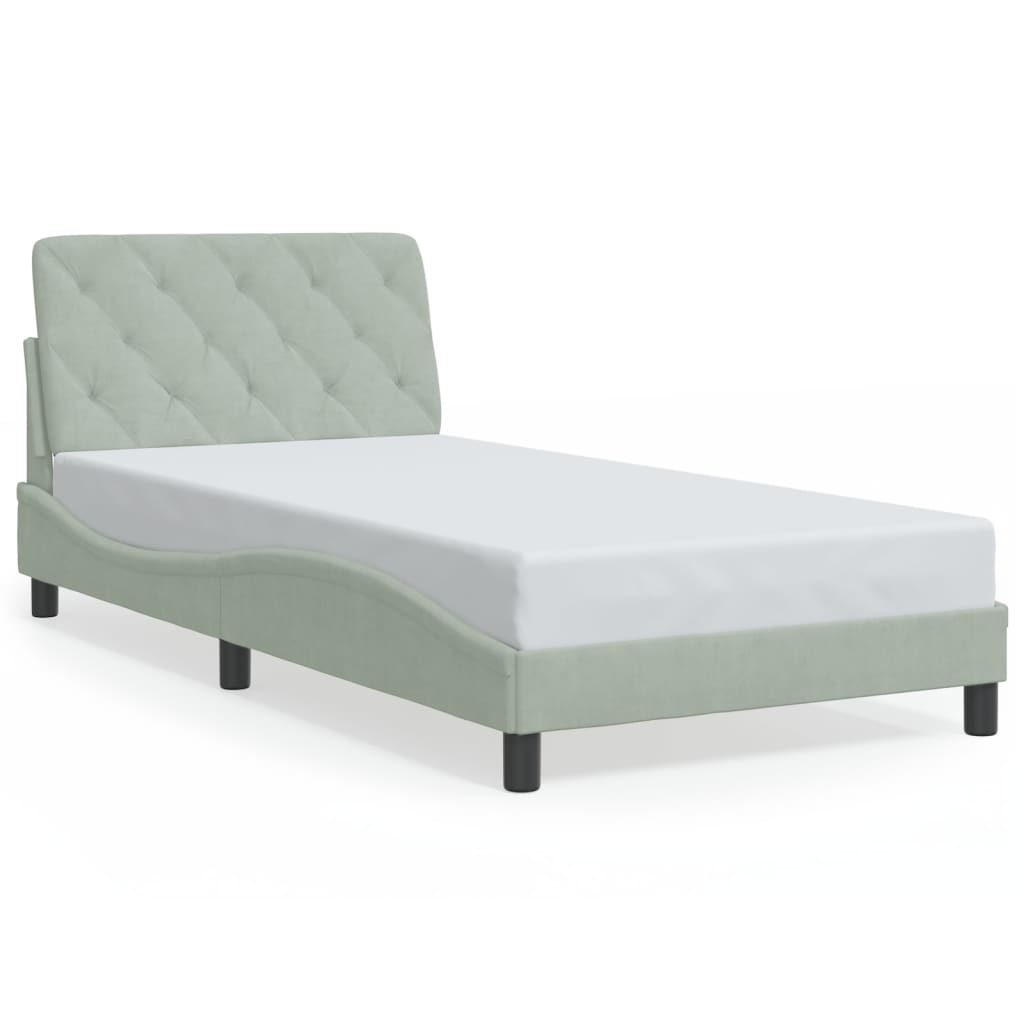 vidaXL Estructura de cama sin colchón terciopelo gris claro 100x200 cm