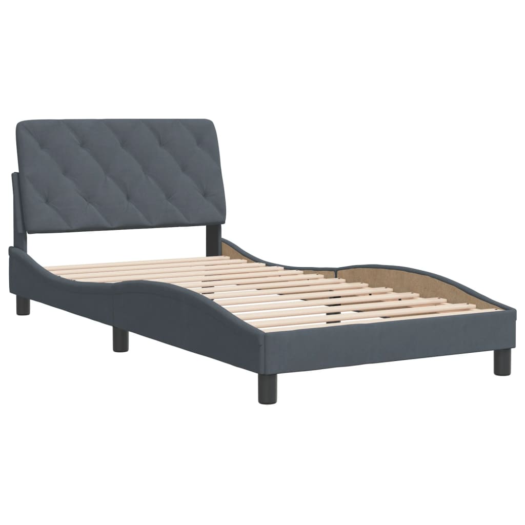 vidaXL Estructura de cama sin colchón terciopelo gris oscuro 100x200cm