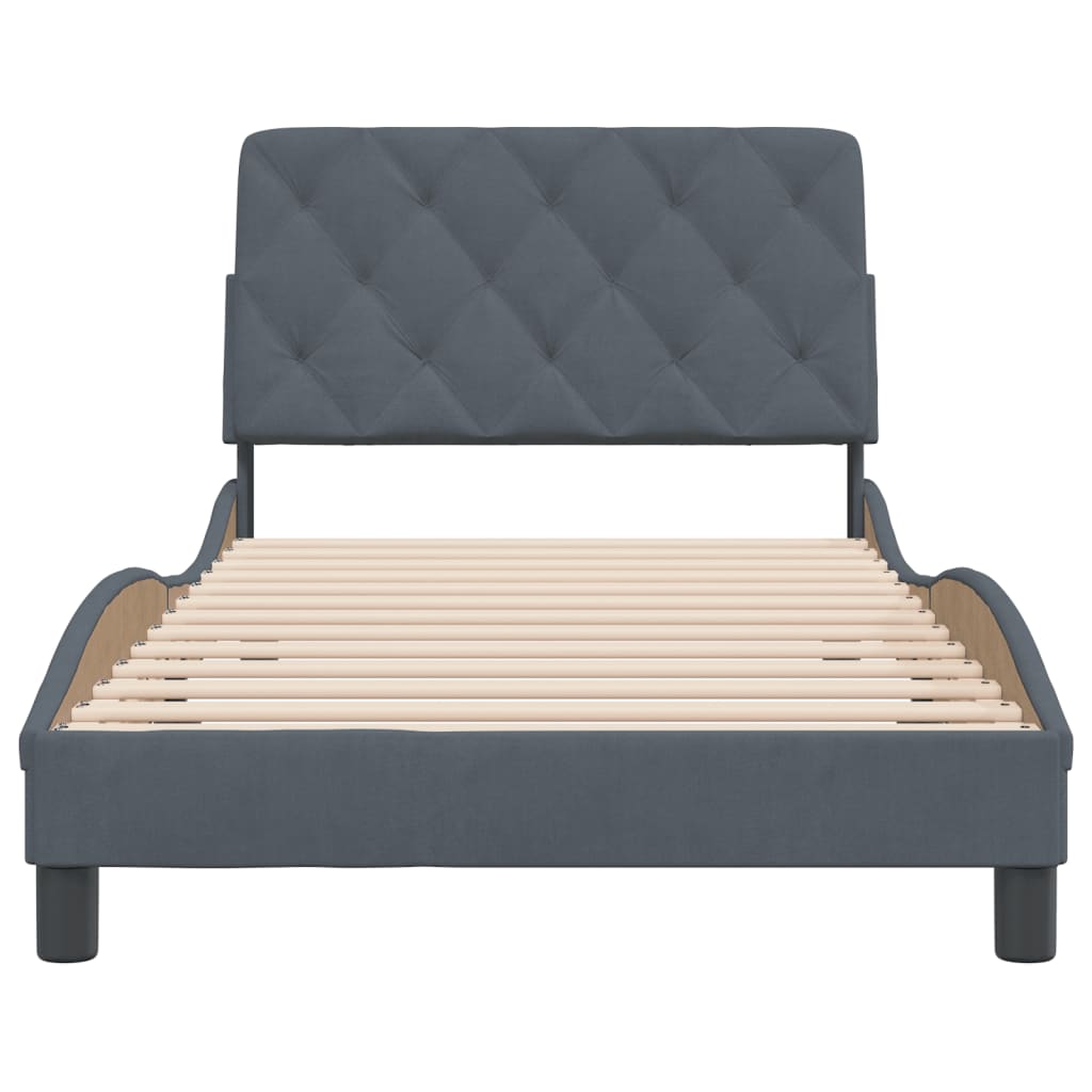 vidaXL Estructura de cama sin colchón terciopelo gris oscuro 100x200cm