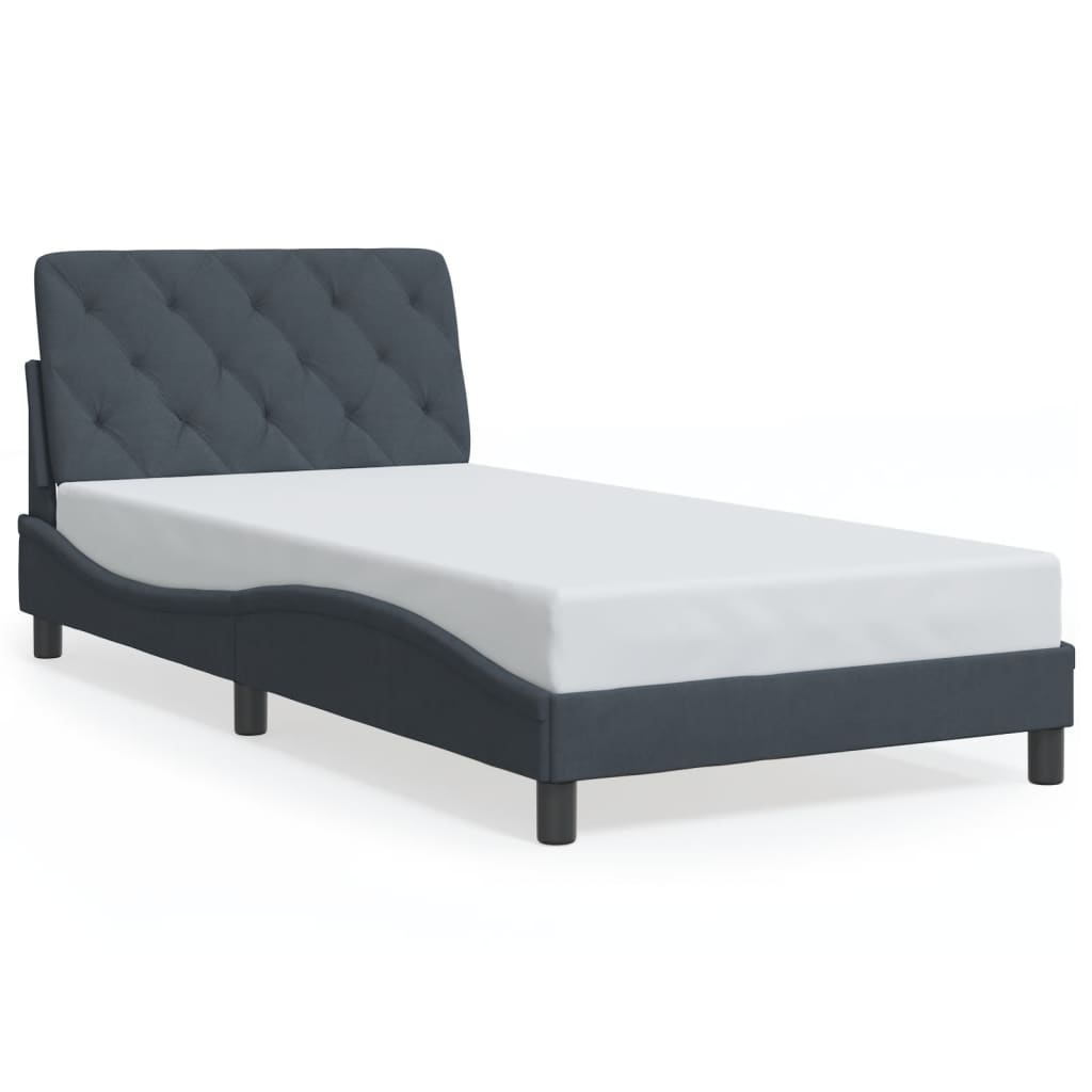 vidaXL Estructura de cama sin colchón terciopelo gris oscuro 100x200cm