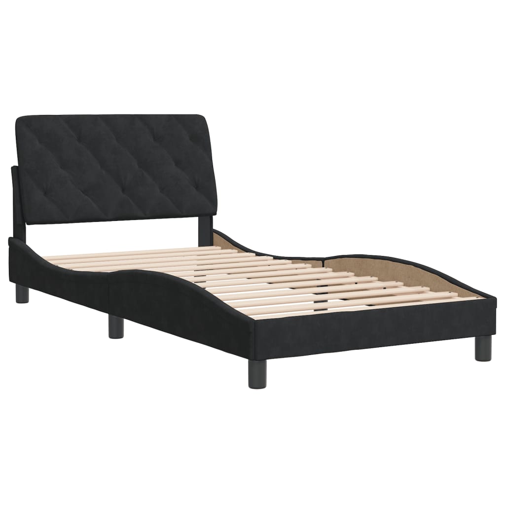 vidaXL Estructura de cama sin colchón terciopelo negro 100x200 cm