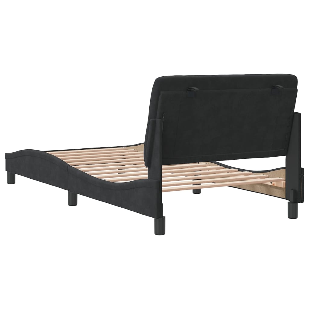 vidaXL Estructura de cama sin colchón terciopelo negro 100x200 cm