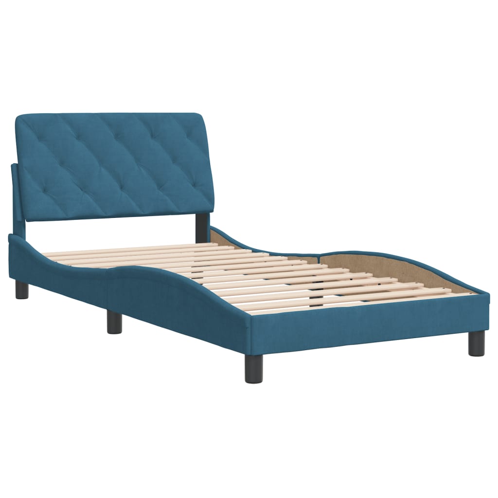 vidaXL Estructura de cama con cabecero terciopelo azul 100x200 cm