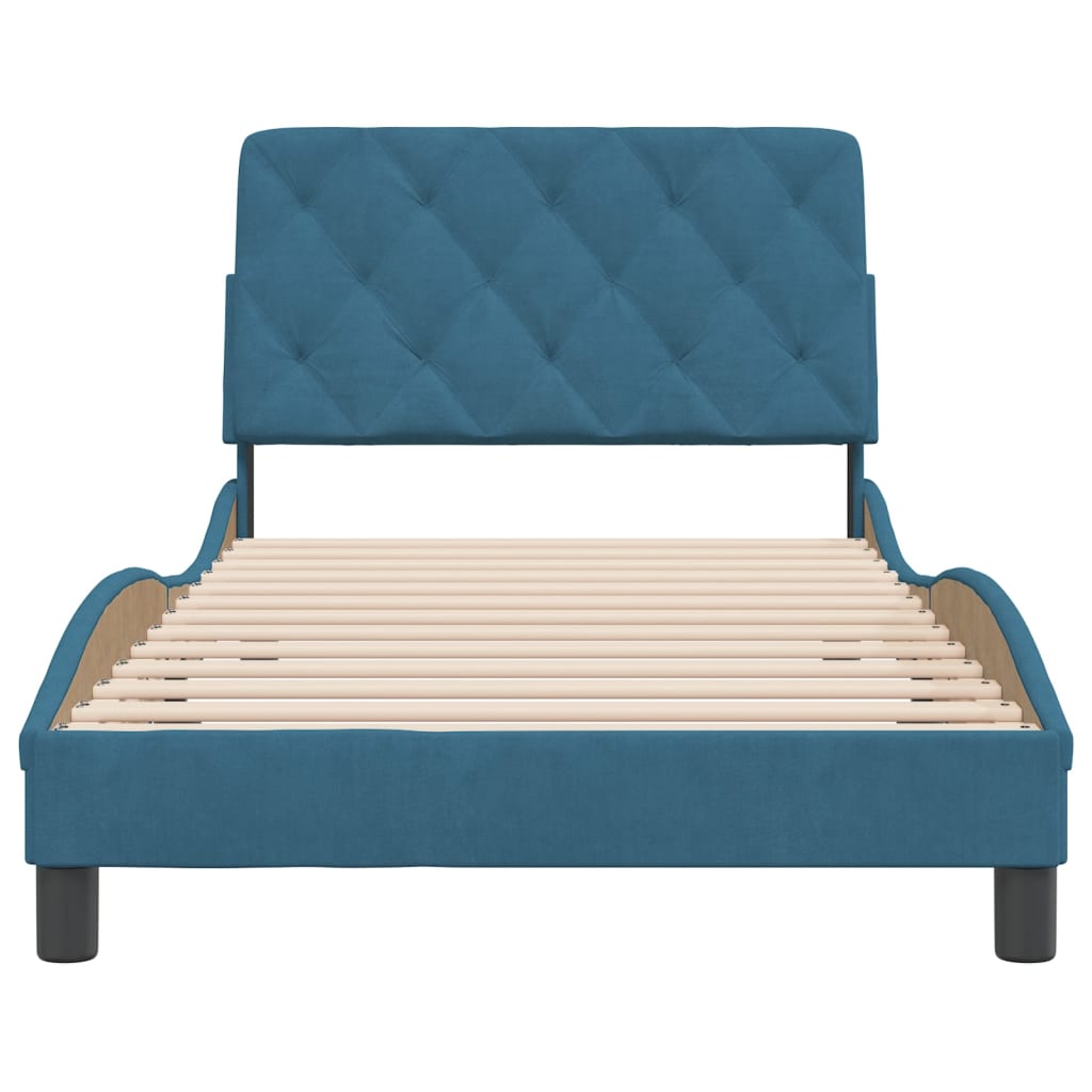 vidaXL Estructura de cama con cabecero terciopelo azul 100x200 cm